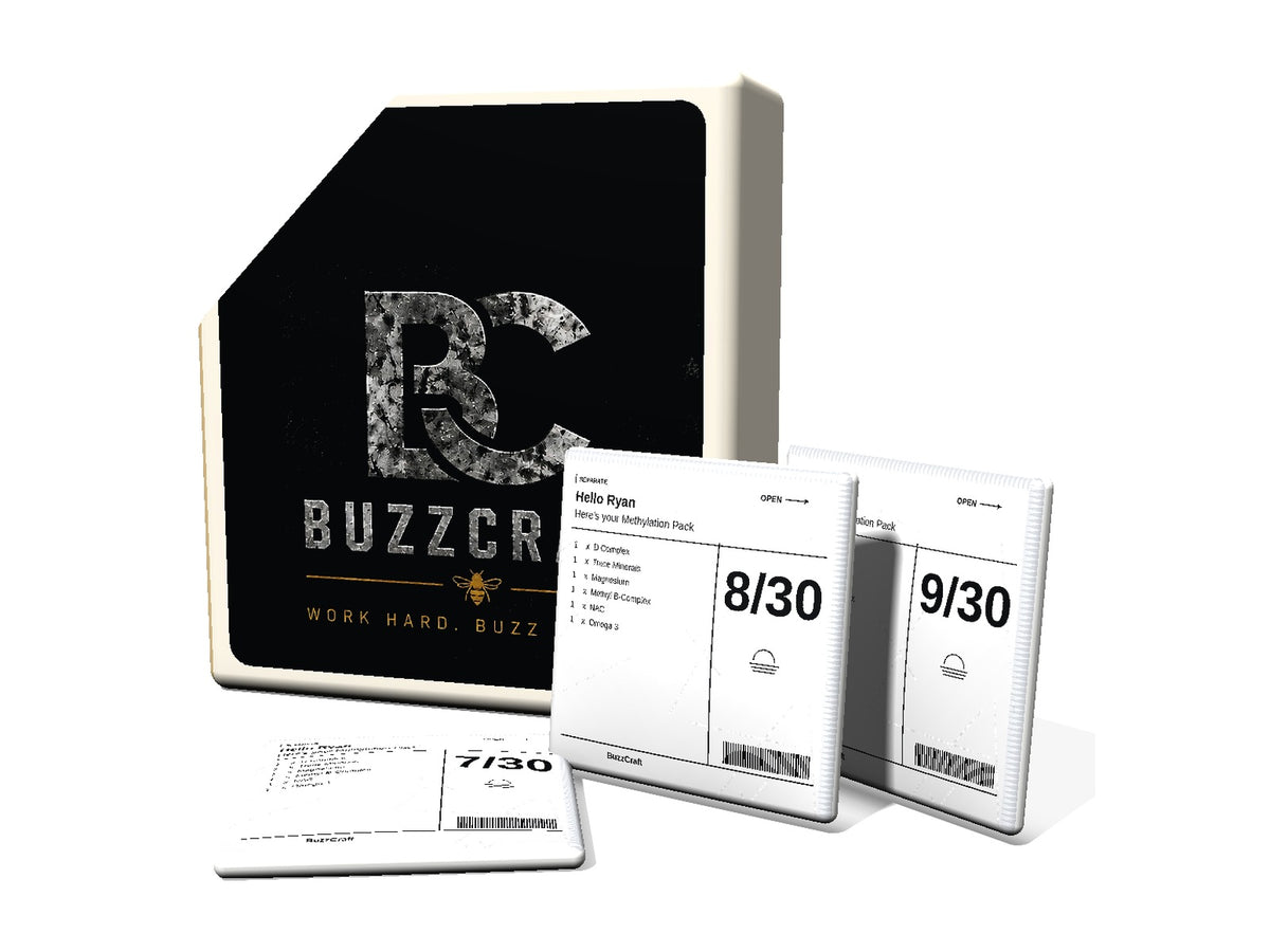 BuzzCraft countertop supplement pack container with a perforated pack ready to tear off