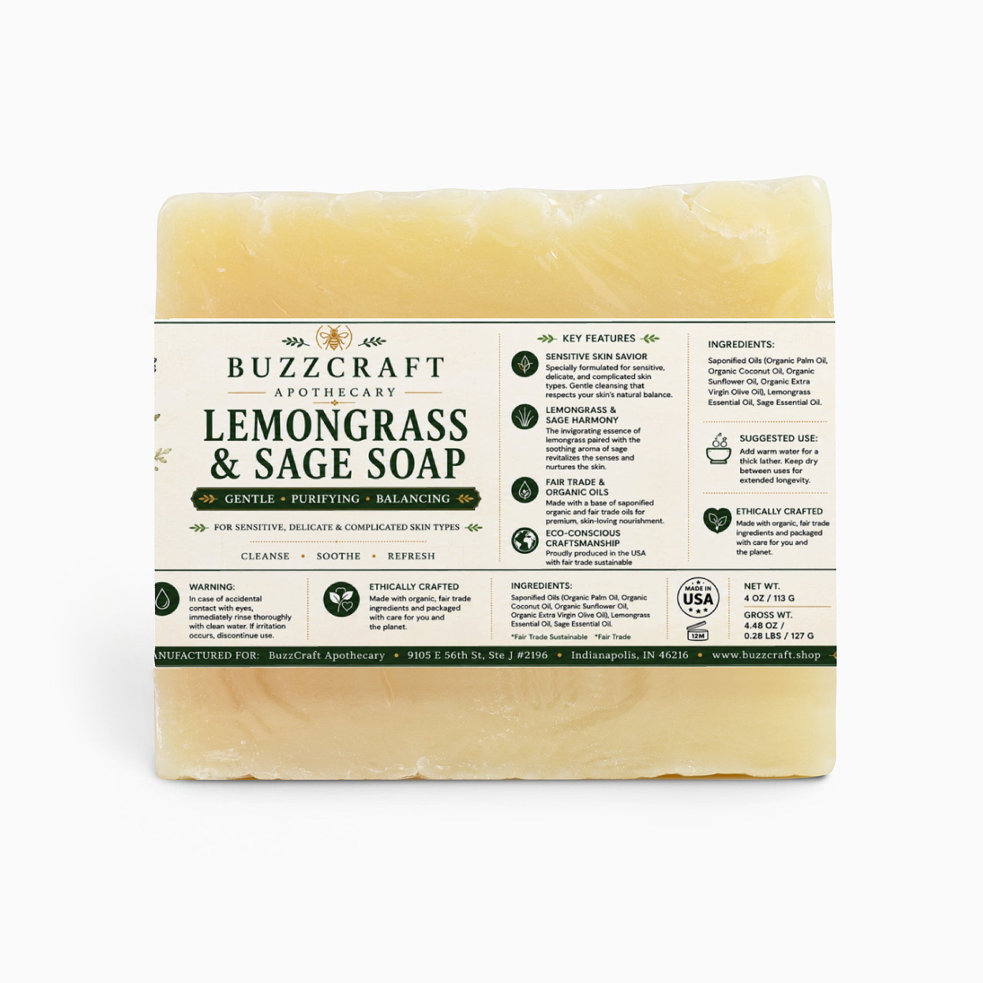 Lemongrass & Sage Soap - Bath