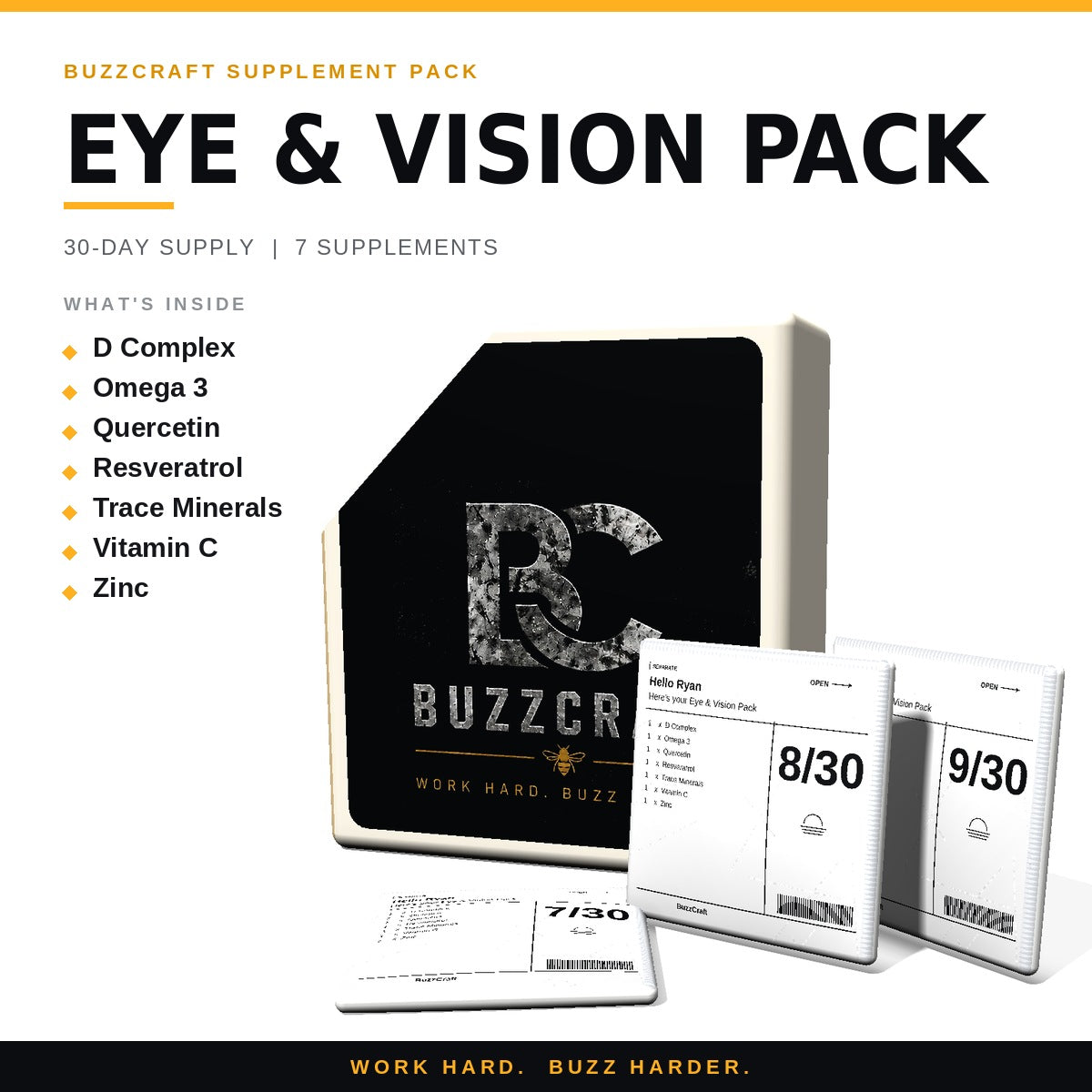 Eye & Vision Pack - BuzzCraft container and numbered daily pouches