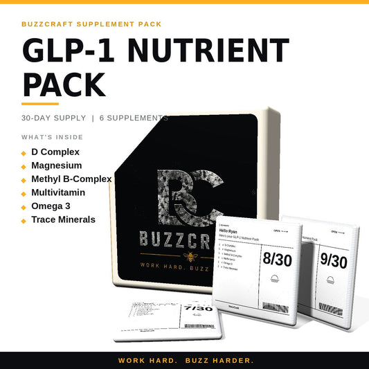 GLP-1 Nutrient Pack - BuzzCraft container and numbered daily pouches