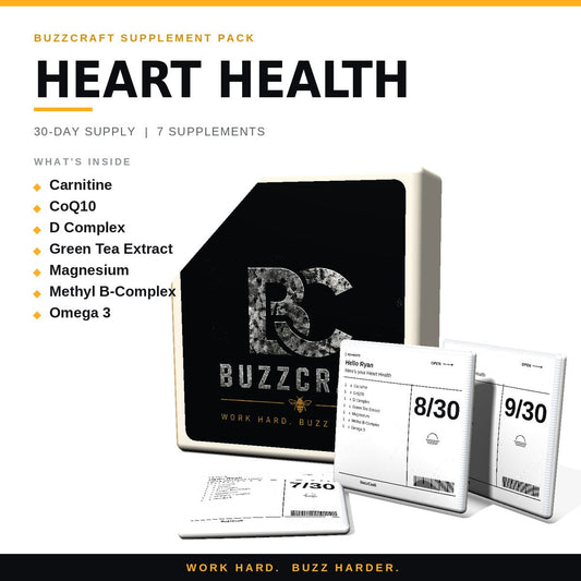 Heart Health - BuzzCraft container and numbered daily pouches