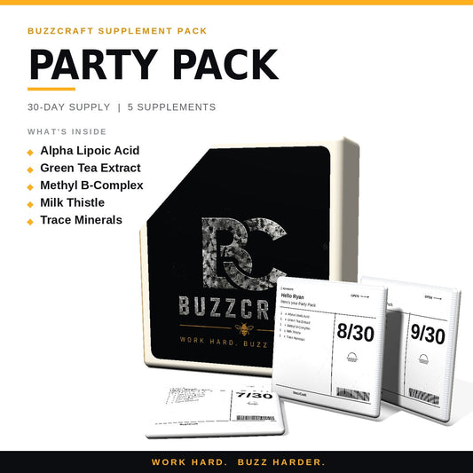 Party Pack - BuzzCraft container and numbered daily pouches