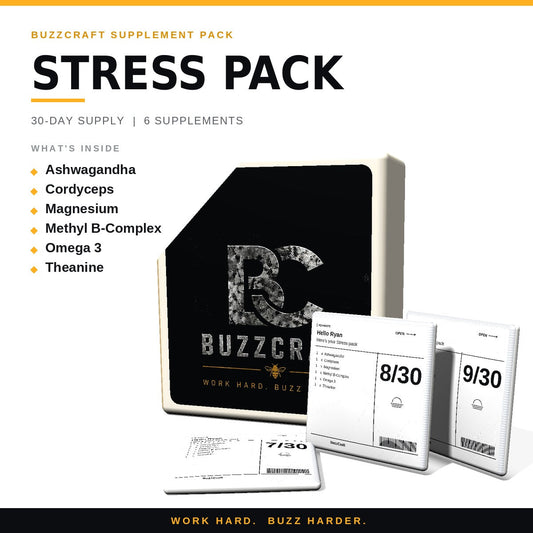 Stress pack - BuzzCraft container and numbered daily pouches